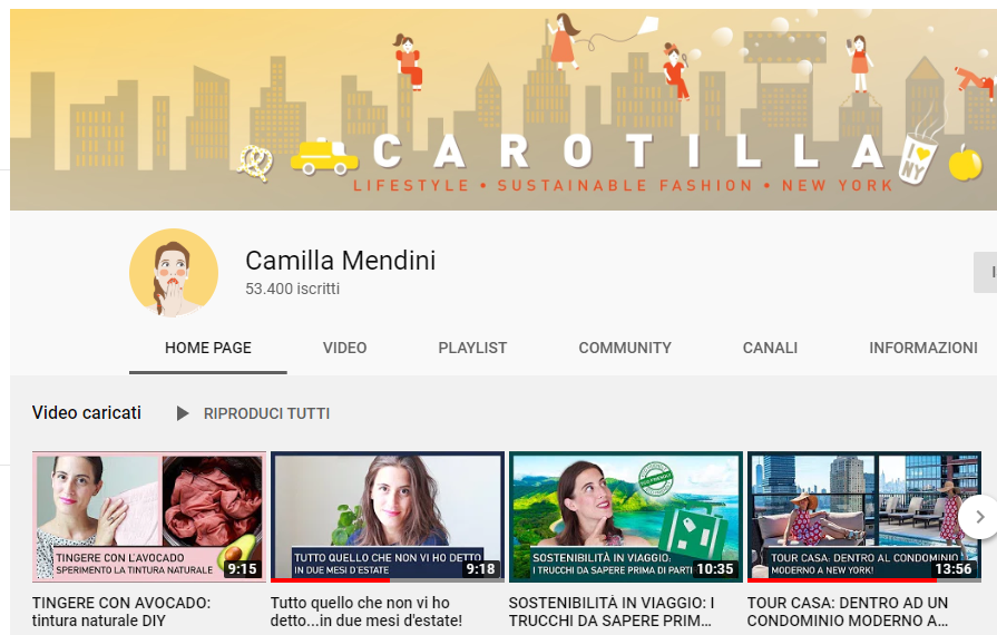 Camilla Mendini canale Youtube